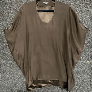 Vince Chocolate Brown Batwing Oversized Silk Top M